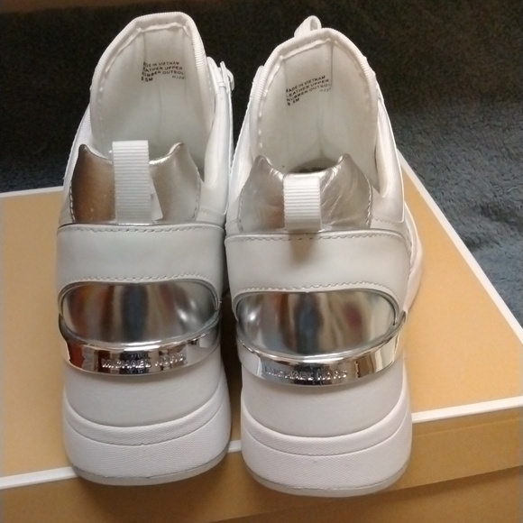 NWT MICHAEL Michael Kors Georgie Leather Wedge Trainers - Picture 5 of 10